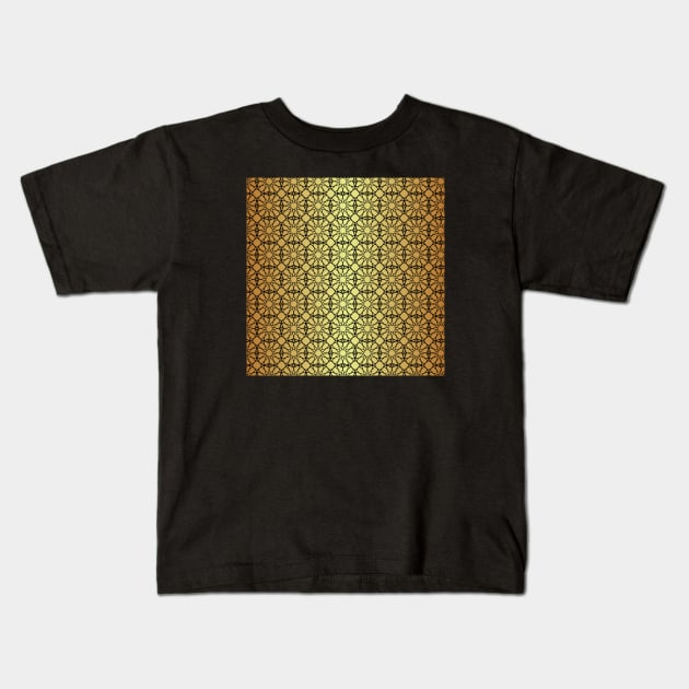 Black Islamic Geometric Pattern Stars on Golden Background Kids T-Shirt by Tilila